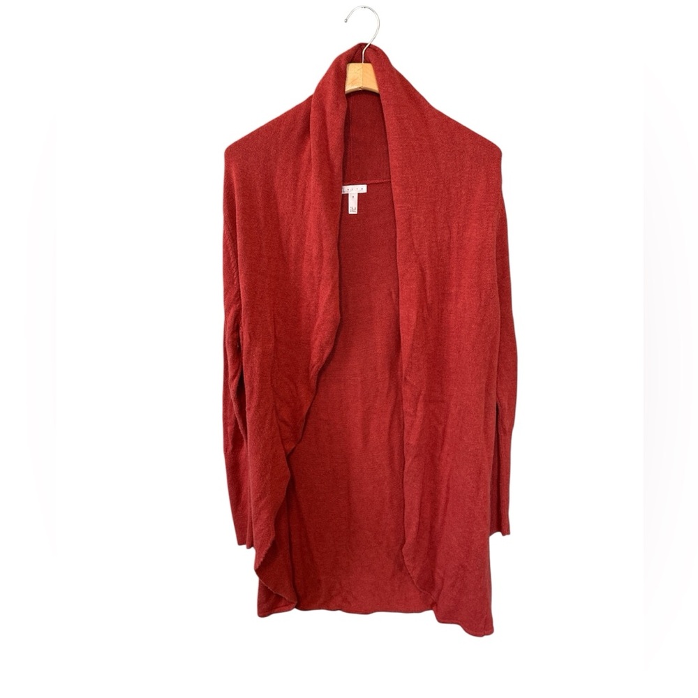 Leith Women's Burnt Orange Cocoon Shawl Long Sweater Cardigan Medium